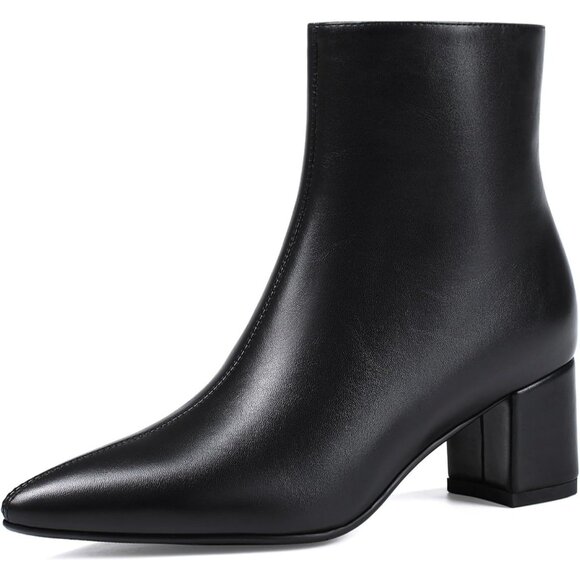 Shoes - 〽️Women's Black Ankle Pointed Toe Chunky Block Heel Low Heeled Booties